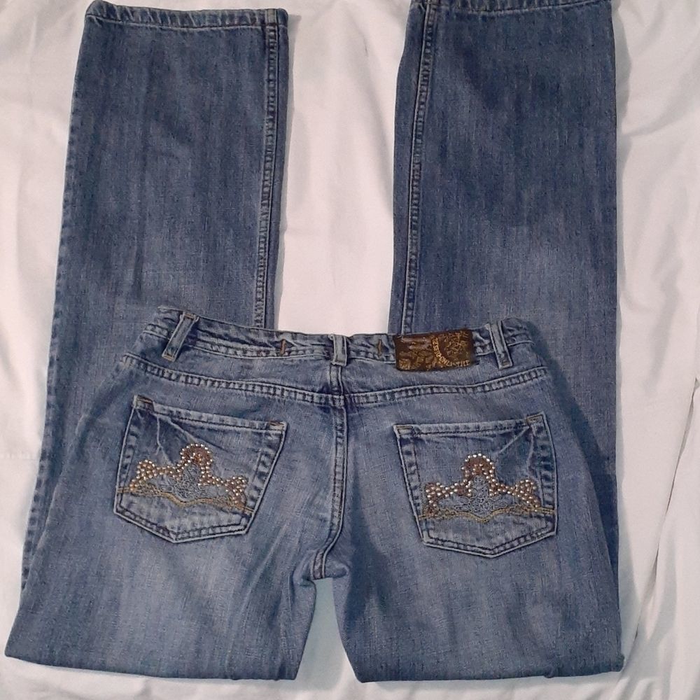 Diesel Crystal Embellished Jeans Straight‎ Leg 32
